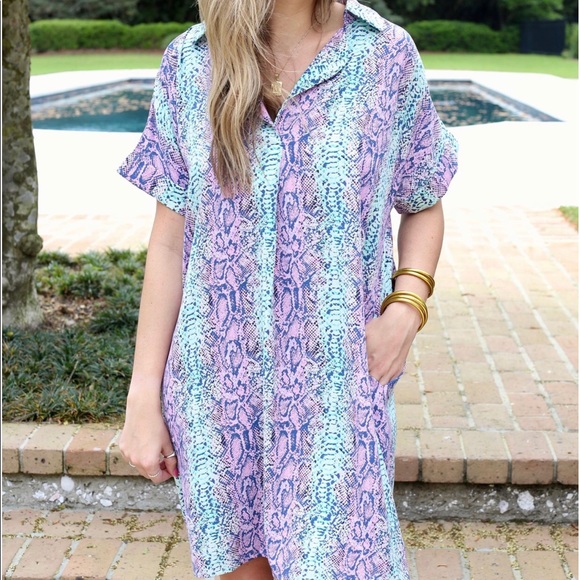 Electric Snake Collared Dress - Picture 2 of 6